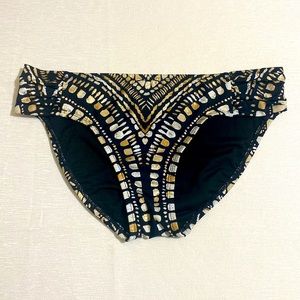 KENNETH COLE Women's Side Shirred & Metallic Gold Bikini Bottom Size S